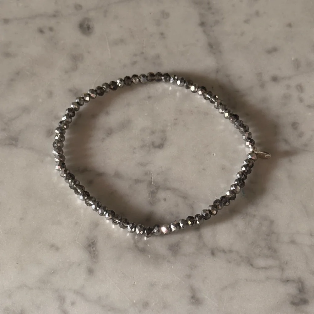 Sparkling Silver Faceted Bead Ankle Bracelet